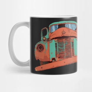 Old vintage truck and wolf skull Mug